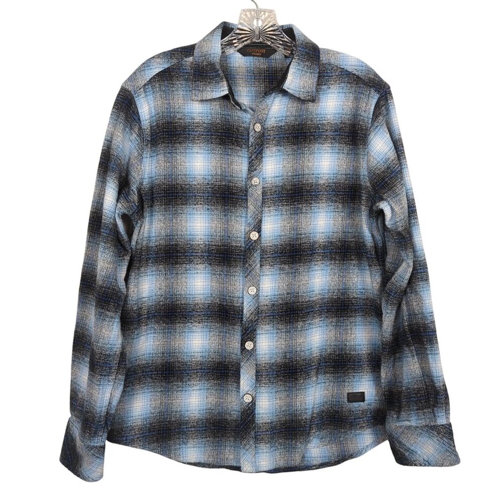Outpost Makers Men’s Plaid Flannel Shirt Blue Black M Long Sleeve Button Front